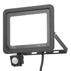 Image of Zinc RYE LED PIR Slimline Floodlight 50W Daylight 180° Black
