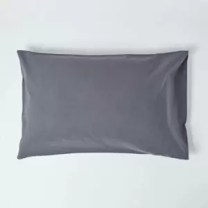 Image of Dark Grey Linen Housewife Pillowcase, Standard - Grey - Homescapes