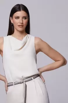 Image of Side Stripe Cowl Neck Top