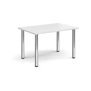 Image of Rectangular chrome radial leg meeting table 1200mm x 800mm - white