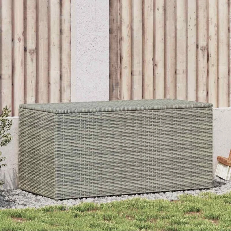 Image of VIDAXL Garden Storage Box Poly Rattan 100x50x50cm Grey Vidaxl 8719883732183