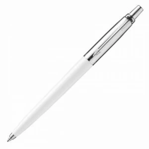 Image of Parker Medium Ballpoint Jotter White Barrel Blue Ink Pen