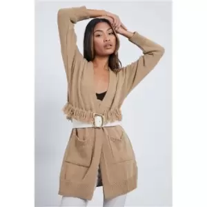 Image of I Saw It First Fringe Detail Cardigan - Brown