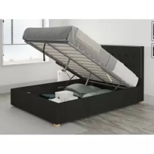 Image of Presley Ottoman Upholstered Bed, Saxon Twill, Charcoal - Ottoman Bed Size Single (90x190)