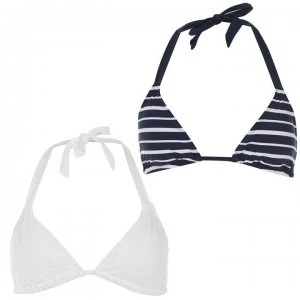 Image of Dorina Valen 2 Pack Triangle Bikini Tops - BlueSTRIPEWHITE