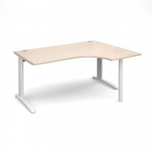 Image of TR10 Right Hand Ergonomic Desk 1600mm - White Frame maple Top