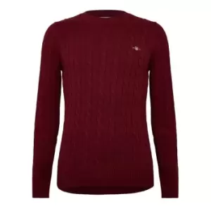 Image of Gant Cotton Cable C-Neck Tartan Green S - Red