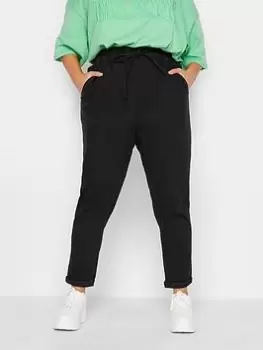 Image of Yours Paperbag Waist Drawstring Mom Jean - Black, Size 16, Women