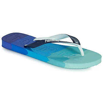 Image of Havaianas TOP LOGOMANIA MULTICOLOR womens Flip flops / Sandals (Shoes) in Blue