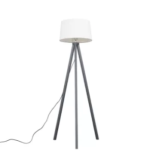 Image of Barbro Grey Tripod Floor Lamp With White Doretta Shade