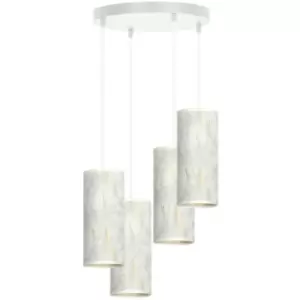 Image of Emibig Karli White Cluster Pendant Ceiling Light with White Fabric Shades, 4x E14