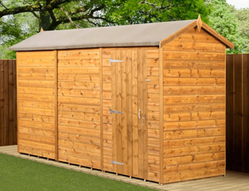Image of Empire Sheds Empire Modular Apex 4X12 Dipped Treated Tongue And Groove Wooden Garden Shed Single Door No Windows (4' X 12' / 4ft X 12ft) (4X12)