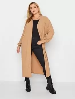 Image of Yours Balloon Sleeve Cardigan Camel, Brown, Size 20, Women