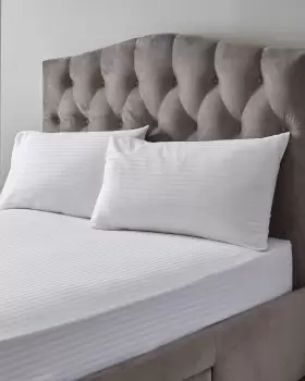 Image of Cotton Traders 300 Thread Count Sateen Striped Fitted Sheet Set in White