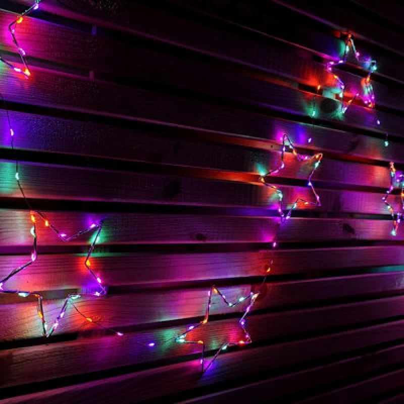 Image of 2.6m Set of 10 Star Curtain Lights 227 Rainbow LEDs Microbrights String Lights