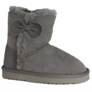 Image of Eastern Counties Leather Childrens/Kids Coco Bow Detail Sheepskin Boots (6 Child UK) (Grey)