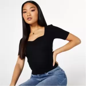 Image of Jack Wills Knitted Sweetheart Short Sleeve Top - White