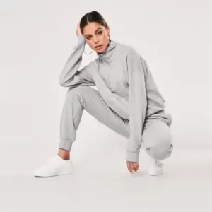 Image of Missguided Petite Coord Zip Sweat Jogger Set - Grey