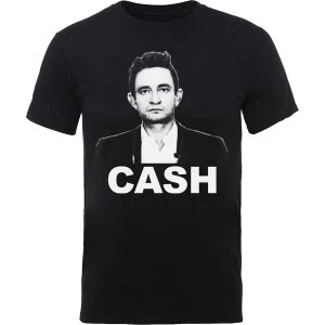 Image of Johnny Cash - Straight Stare Unisex Small T-Shirt - Black
