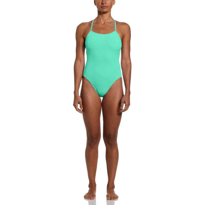 Image of Nike Swim HydraStrong Lace-Up Tie-Back One Piece Swimsuit - Green Green 10