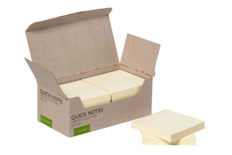 Image of Q - Connect Recycled Notes 76x76mm Yellow (Pack of 12) KF17321