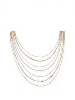 Image of Mood Mood Rose Gold Plated Crystal Multi Row Diamante Necklace