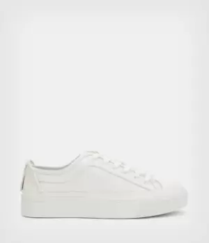 Image of AllSaints Womens Milla Leather Trainers, Chalk White, Size: UK 5/US 8/EU 38