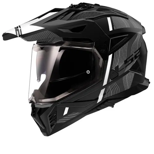 Image of LS2 MX702 Pioneer II Hill Matt Black White Adventure Helmet Size L