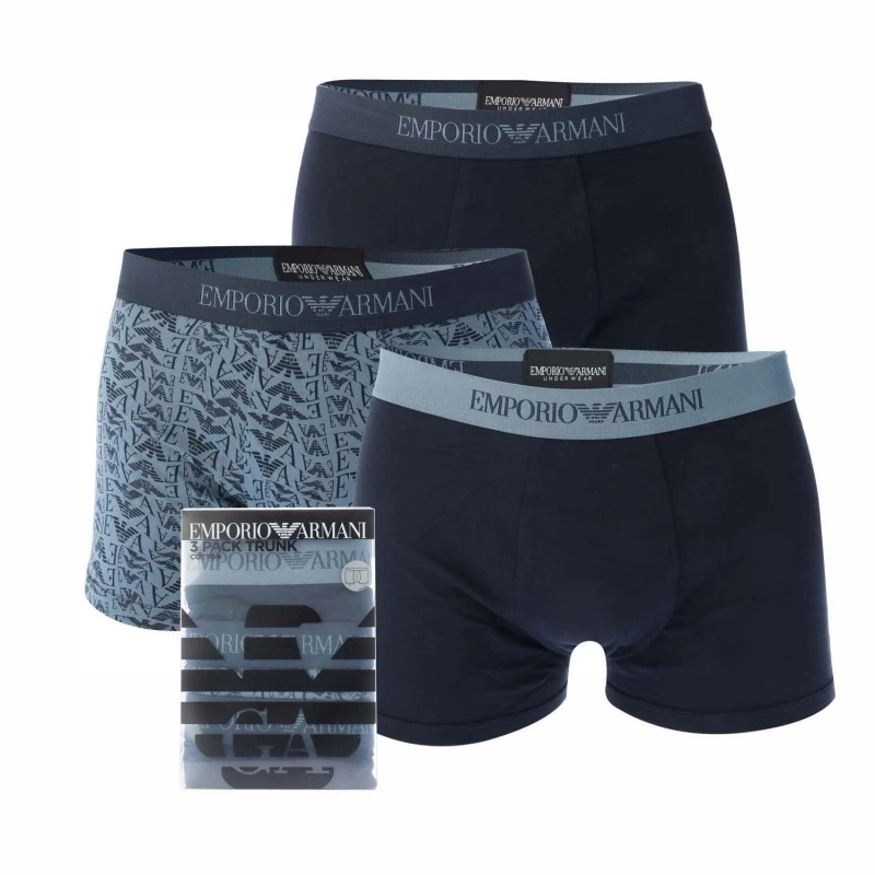 Image of Emporio Armani 3 Pack Trunks Marine/St Tempes/Marine L