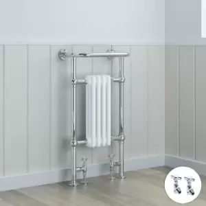 Image of Salzburg Traditional Victorian 940 x 479mm Chrome & White Towel Rail Radiator with Valves