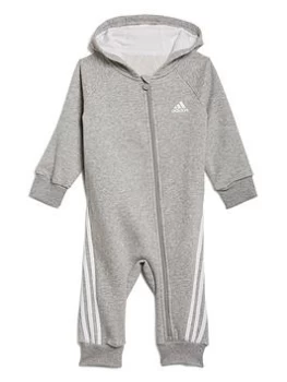 Image of Boys, adidas Infant Unisex Future Icons All-in-One - Grey/White, Size 6-9 Months