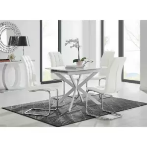 Image of Furniture Box LIRA 100 Extending Dining Table and 4 White Murano Chairs