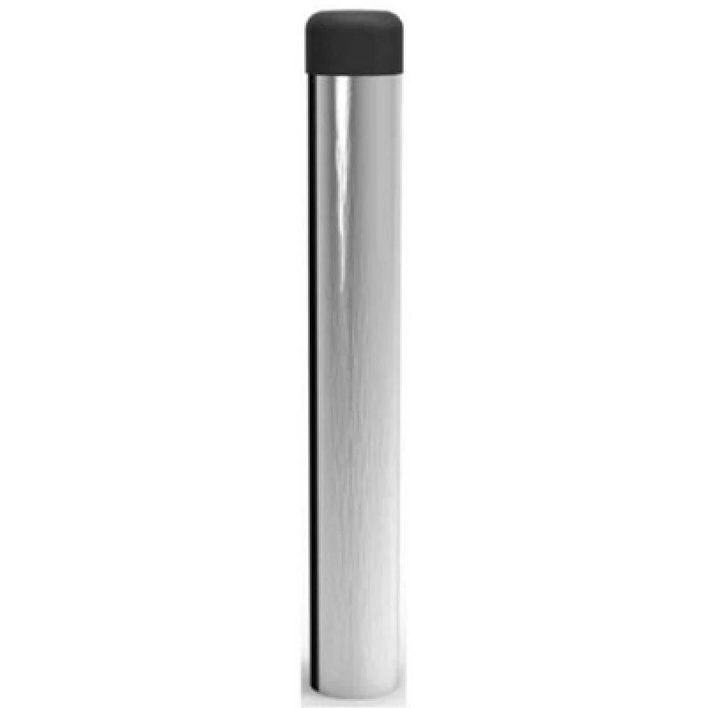 Image of Loops Rubber Tipped Wall mounted Doorstop Cylinder 71 x 16mm Satin Chrome Multi