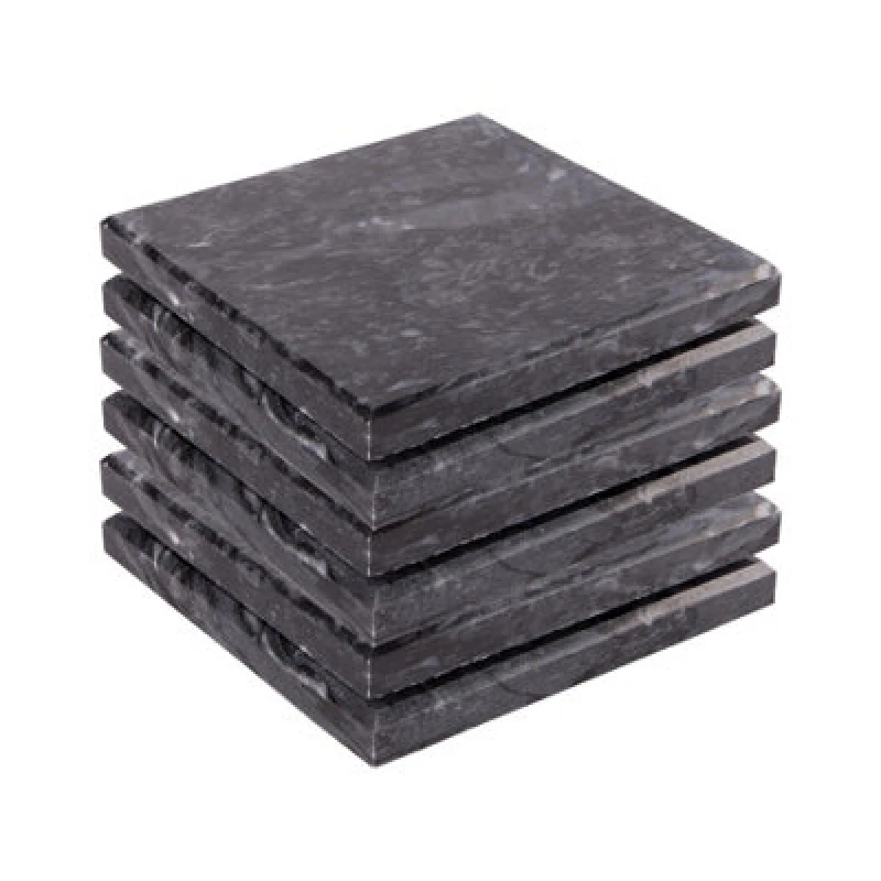 Image of Argon Tableware Marble Square Coasters - 10Cm - Black - Pack Of 6