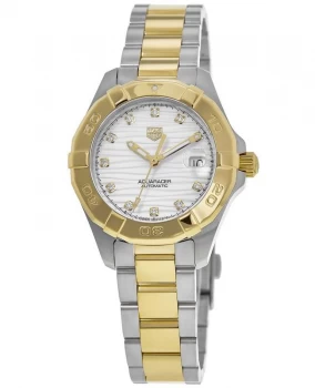 Image of Tag Heuer Aquaracer Automatic Diamond Dial Gold & Steel 32mm Womens Watch WBD2321.BB0320 WBD2321.BB0320