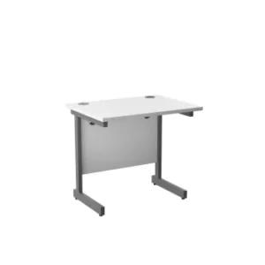 Image of 1800 X 800 Single Upright Rectangular Desk White-Silver