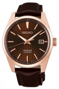 Image of Seiko Presage Rose Automatic Pvd Brown Leather Watch