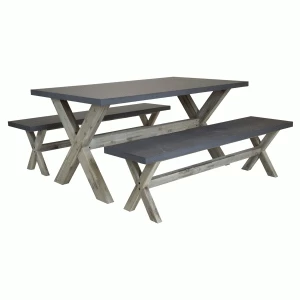 Image of Charles Bentley Fibre Cement and Acacia Wood Dining Bench Set