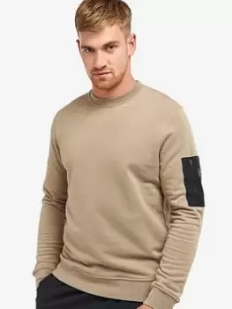 Image of Barbour International Tracker Arm Badge Sweat - Beige, Beige, Size S, Men