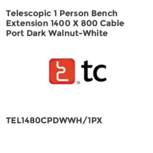Image of TC Group Telescopic 1 Person Bench Extension 1400 x 800 Cable Port Dark Walnut-W