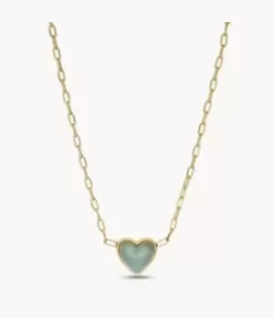 Image of Fossil Women Mint Green Resin Heart Pendant Necklace