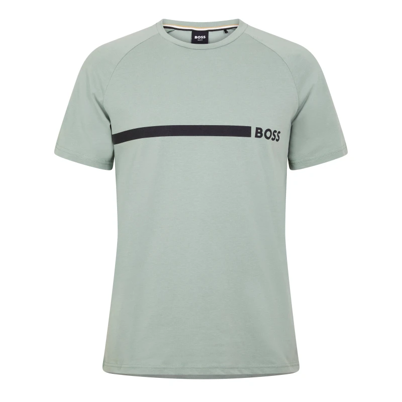 Image of Boss Mens Logo Cotton Short Sleeve Crew Neck Slim Fit T-Shirt Pastel Green330 male 2XL