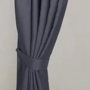 Image of Homecapes Dark Grey Herringbone Chevron Curtains Tie Backs Pair