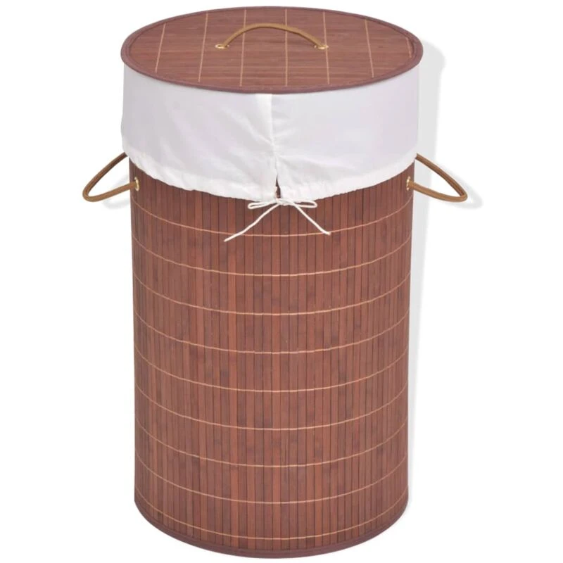 Image of VIDAXL Bamboo Laundry Bin Round Brown Vidaxl 8718475587262