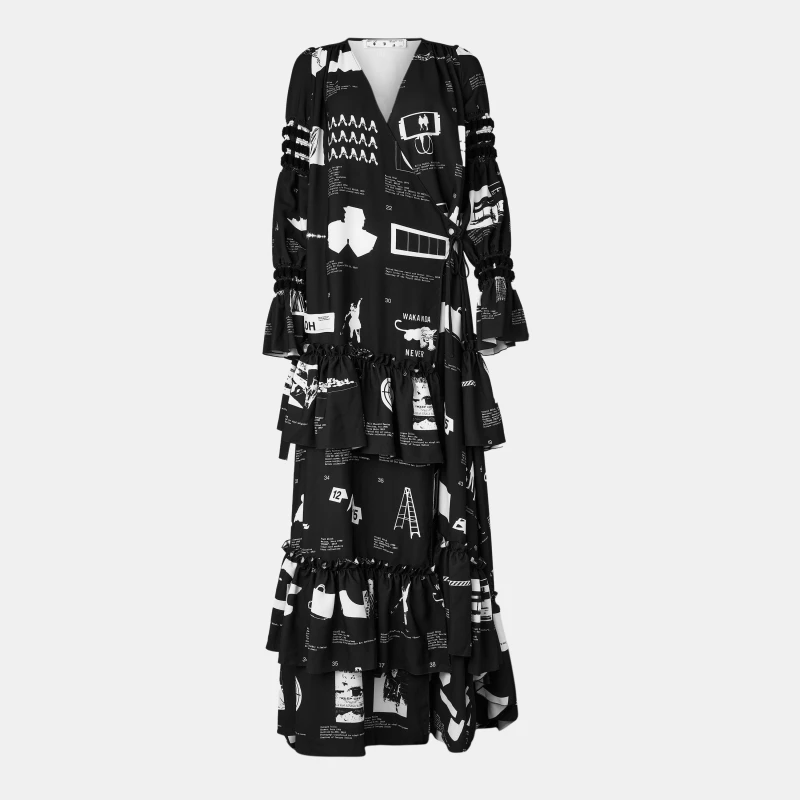 Image of Off White Womens Maxi Dress Black/White female 6 (2XS)