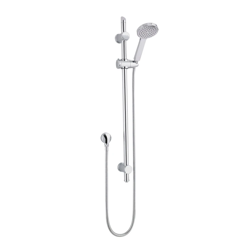 Image of Balterley Slide Rail Shower Kit with Water Saving Head Outlet Elbow Chrome Silver