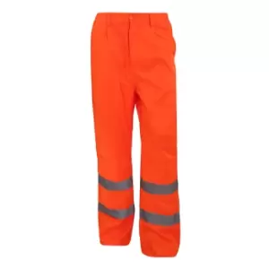 Image of Yoko Workwear Mens Hi-Vis Polycotton Work Trouser (Regular) (42W x Regular) (Hi Vis Orange)