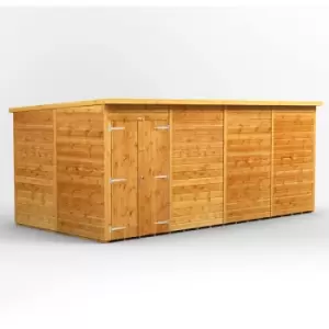 Image of Power Sheds - 16x8 Power Pent Windowless Double Door Garden Shed - Brown