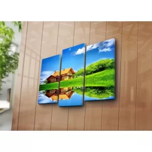 Image of 3NATPAT-26 Multicolor Decorative Canvas Painting (3 Pieces)