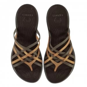 Image of Crocs Huarache Ladies Flip-Flops - Bronze/Espresso